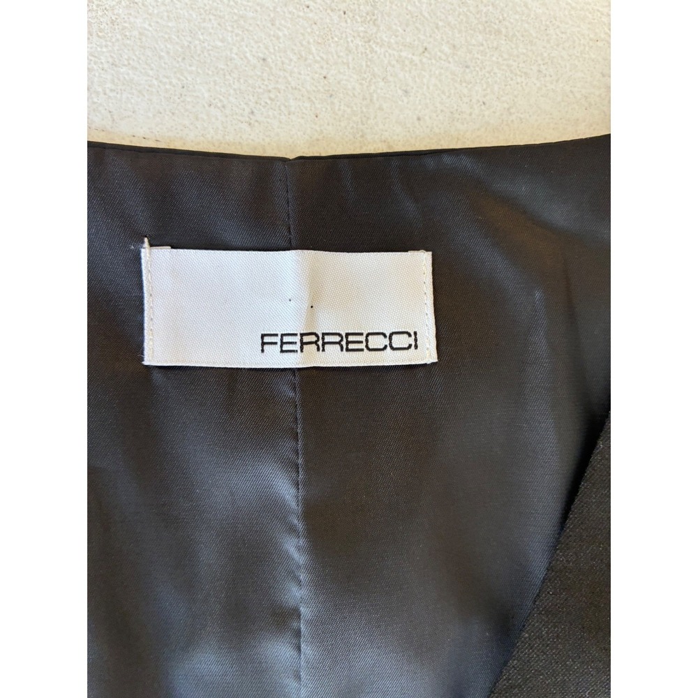Ferrecci Solo Mens Black Sharkskin Slim Fit Suit Vest Waistcoat Size 46 Formal - Picture 2 of 3